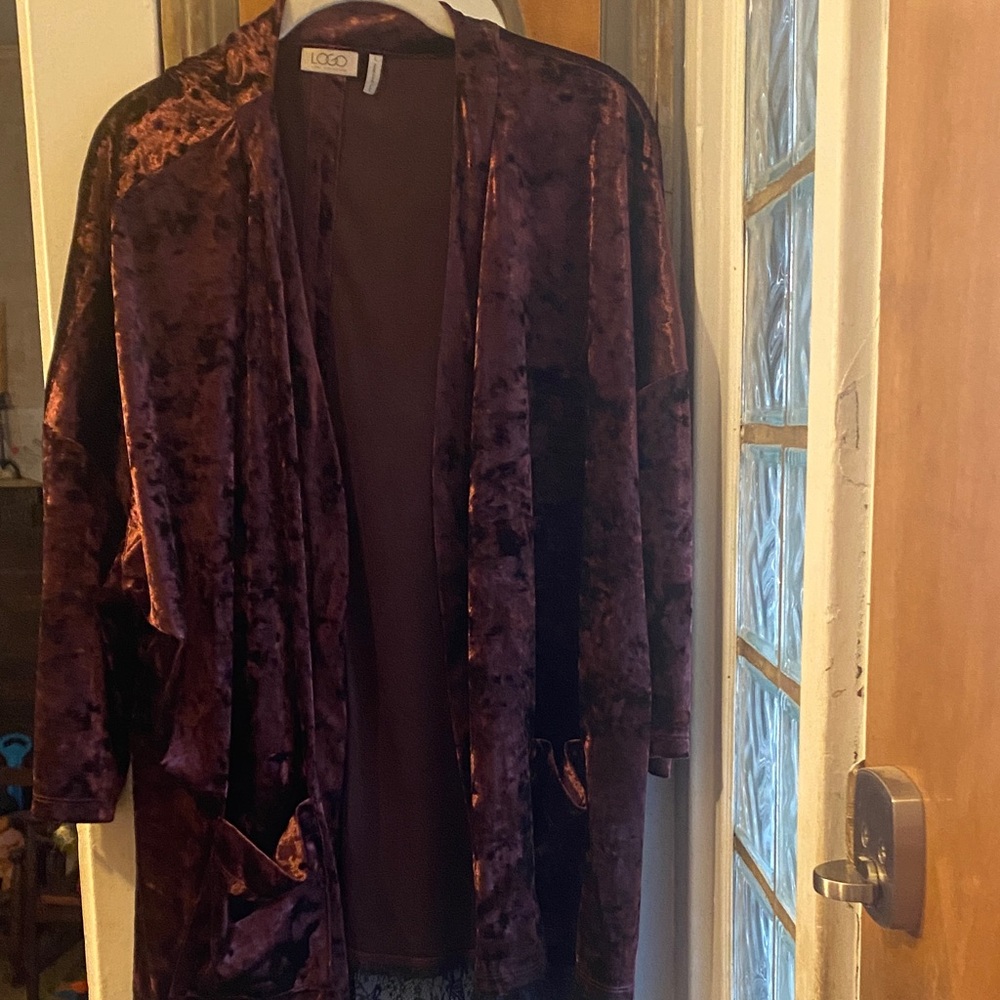 Final Markdown 🌹LOGO by Lori Goldstein Velvet Jacket- Deep Purple L